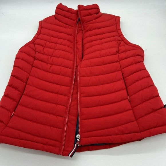 Tommy Hilfiger Puffer Vest Size Medium Women's Red Zip NWT
